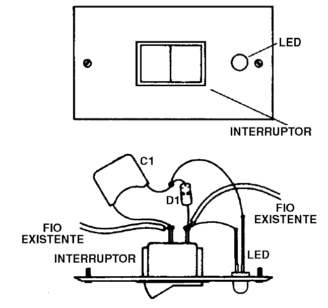 Figura 2 - Uso del circuito como indicador de interruptor
Figura 2 - Uso del circuito como indicador de interruptor